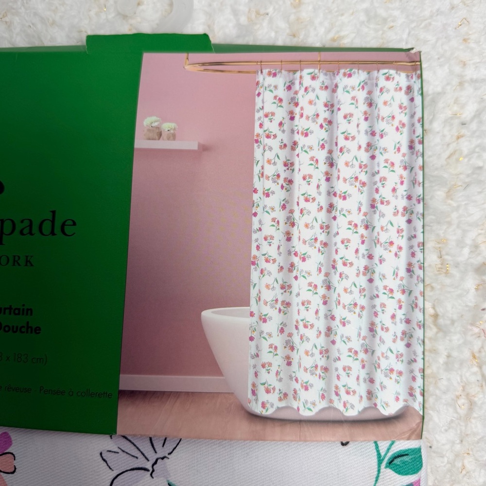 Kate Spade New York‎ Dreamy Daisy floral pink and Green Shower Curtain